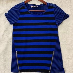 Michael Kors Blue & Black Zipper Blouse size S 🌴